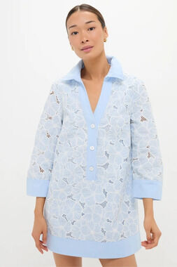 Tuckernuck Blue Floral Lace Collier Dress